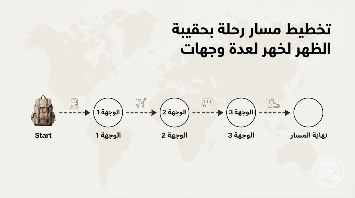تخطيط مسار رحلة بحقيبة الظهر يشمل عدة وجهات