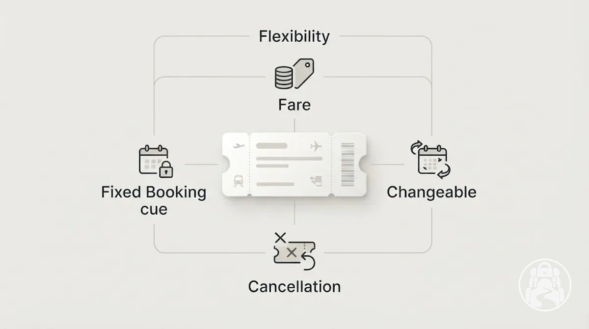 Graphic comparing transport fare conditions with change, refund, and booking flexibility