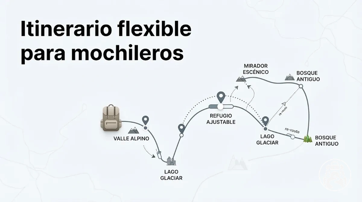 Itinerario flexible de mochilero con paradas ajustables