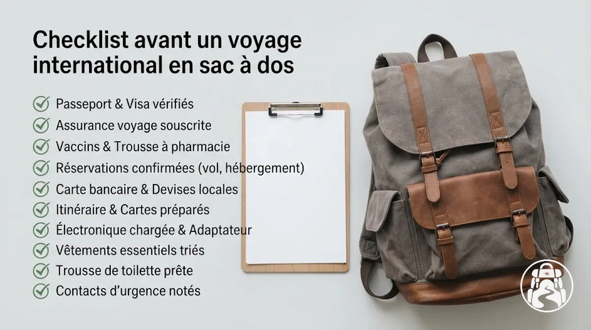 Checklist de préparation avant le départ pour un voyage international en sac à dos