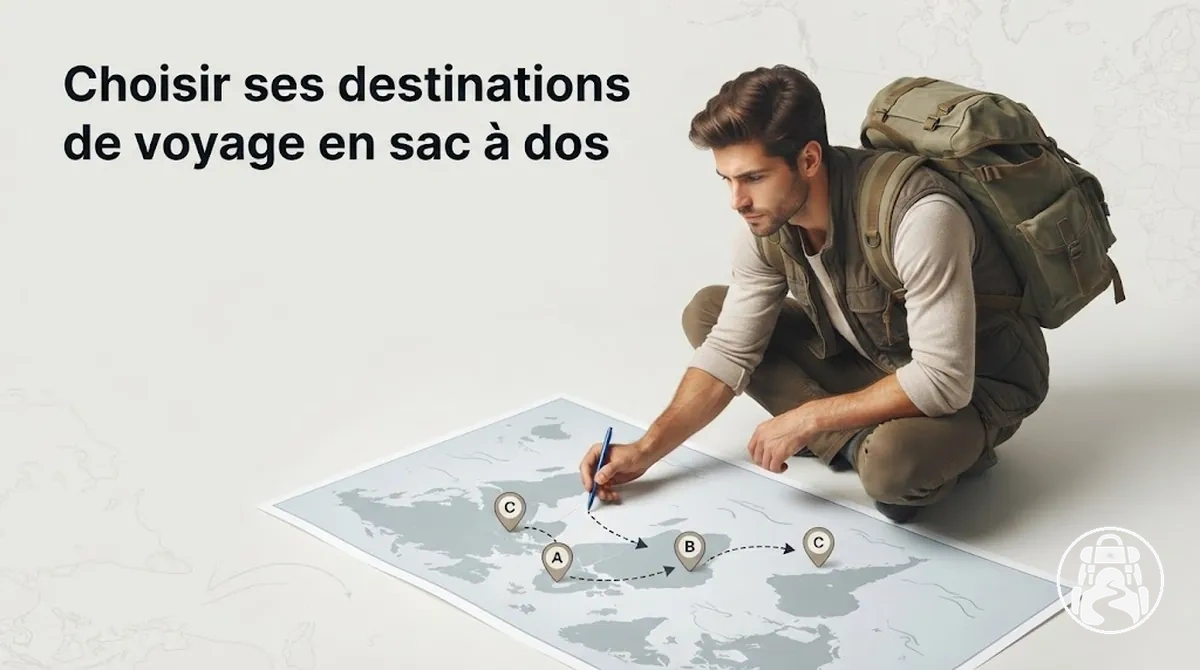 Voyageur choisissant des destinations pour un voyage international en sac à dos