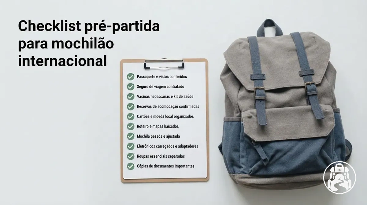Checklist de preparação antes da partida para um mochilão internacional