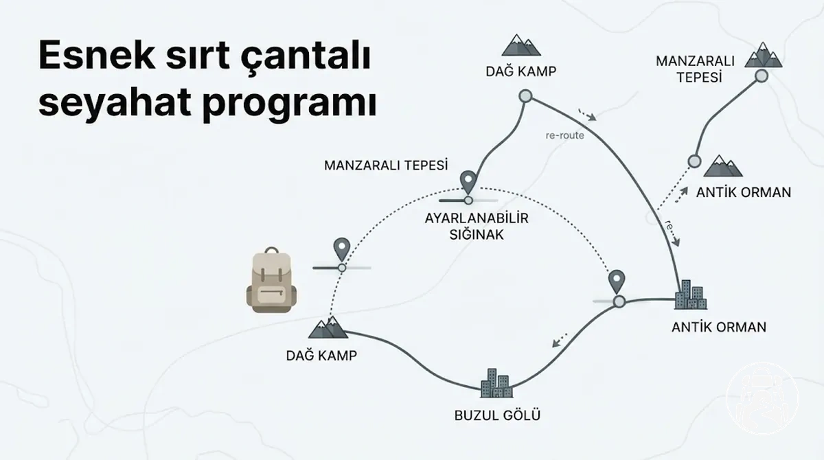 Ayarlanabilir duraklara sahip esnek sırt çantalı seyahat programı